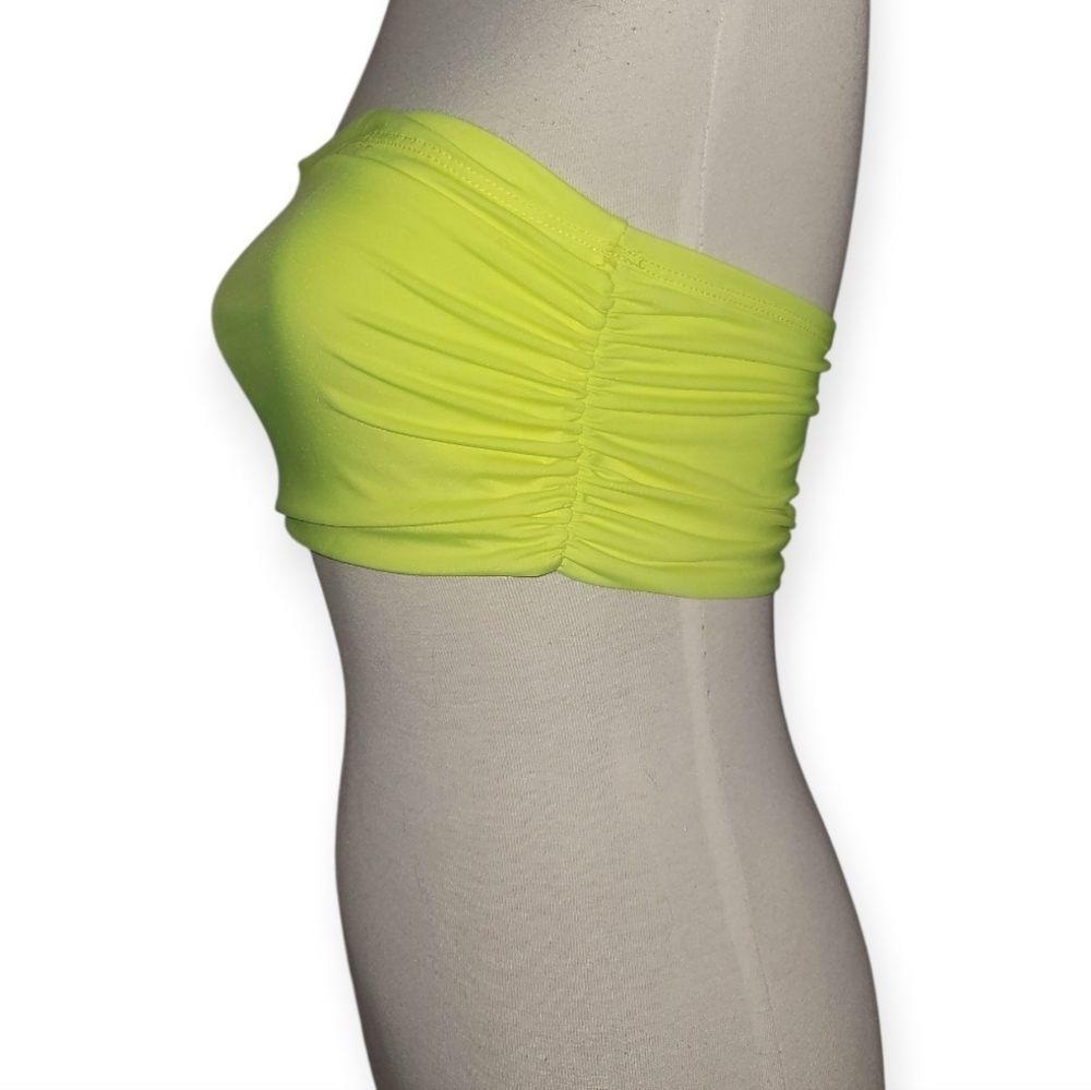 skims Tube Top bra neon yellow small shirred swim bikini - Picture 3 of 4